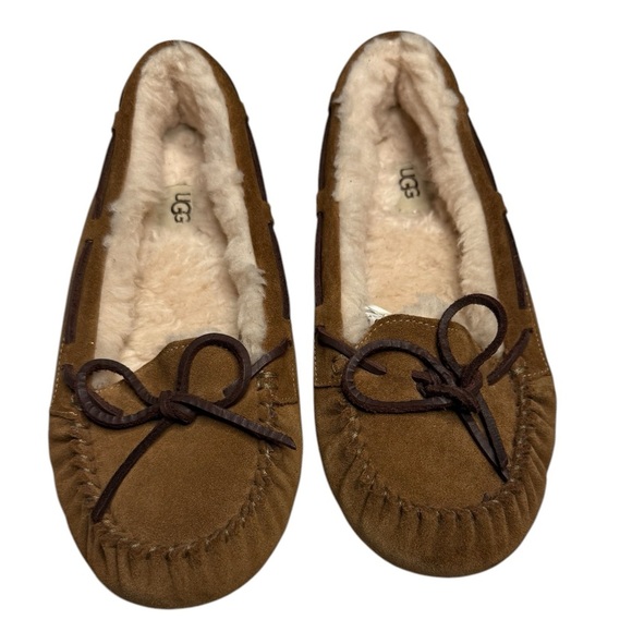 New Ugg Dakota Slip On Brown Suede Sheepskin Shearling Sherpa Loafers Size 8 - Picture 11 of 11